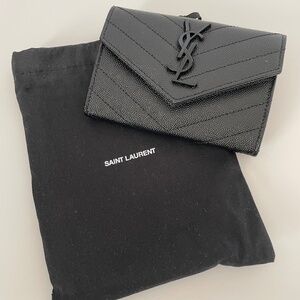 AUTHENTIC, new YSL small envelope wallet - black lambskin!